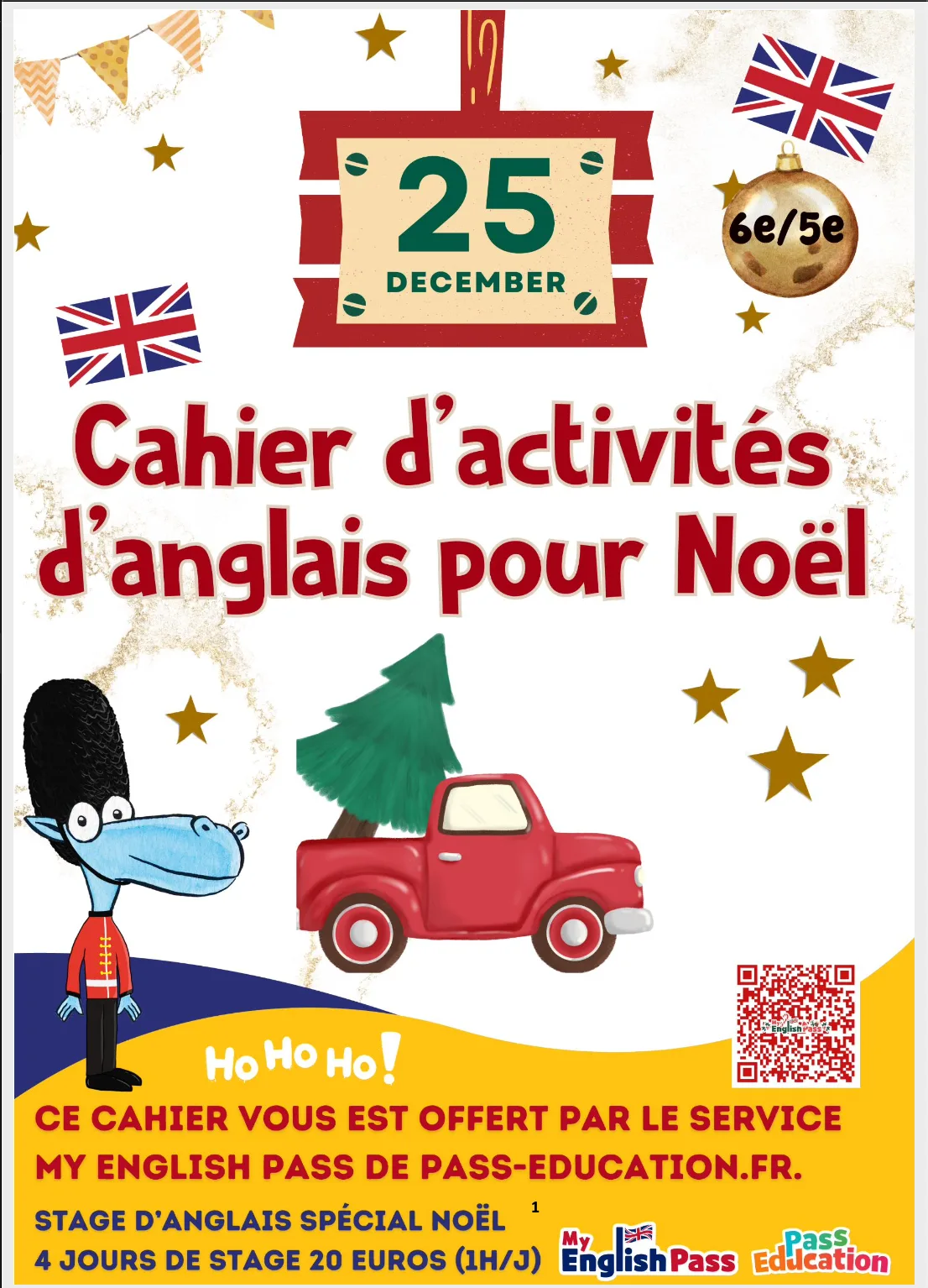 cahiers de vacances de Noël en anglais